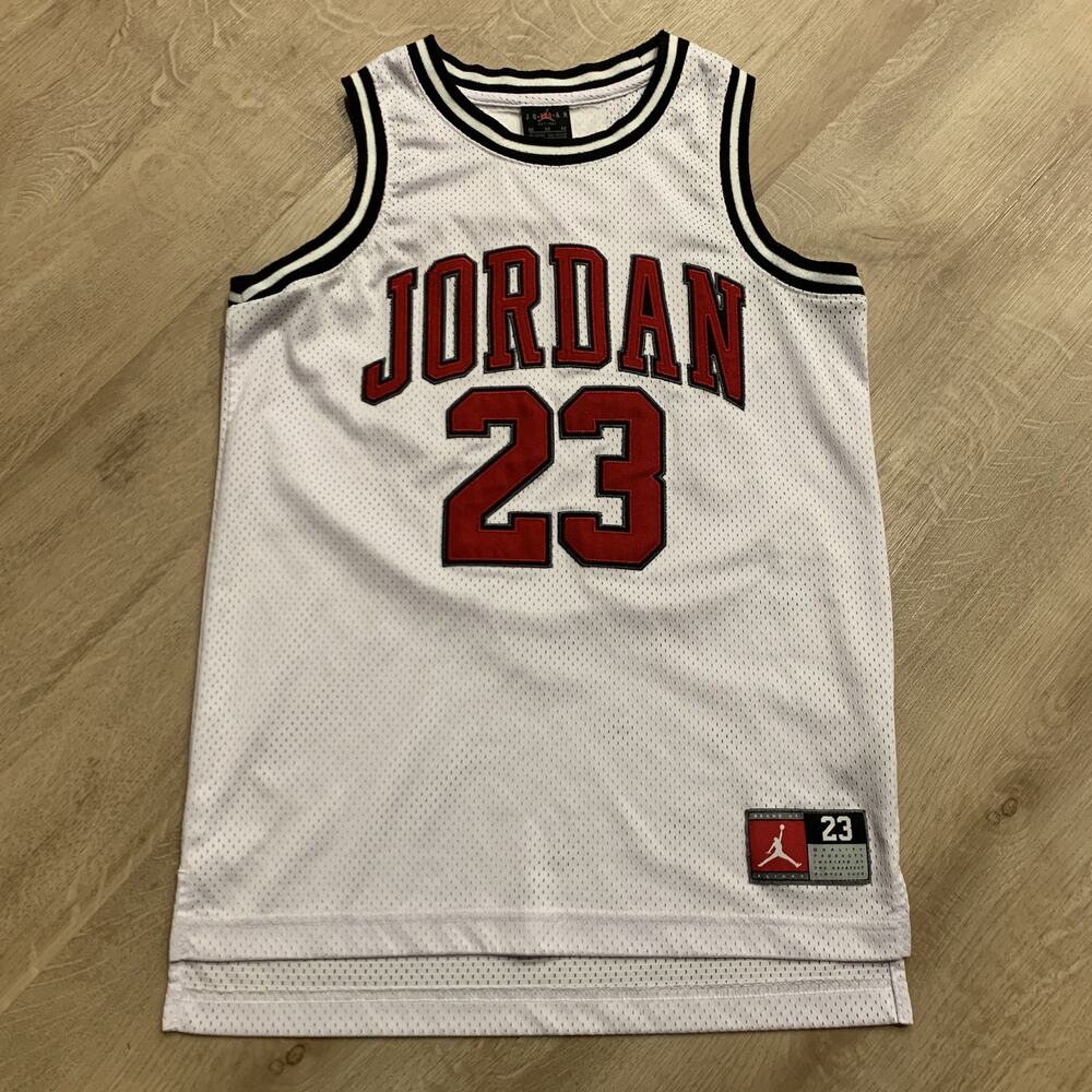 Nike Air Jordan Brand 23 Jersey Youth Boys Medium M (10-12) White Red Jumpman